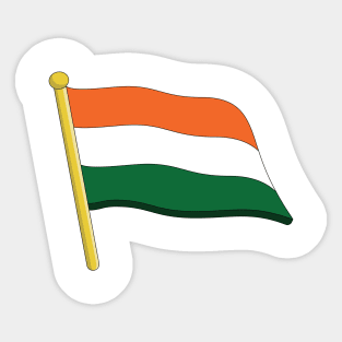 India flag Sticker design vector. India independence day 15th of august. Flag of the Republic of India in the wind on flagpole sticker design logo. Sticker